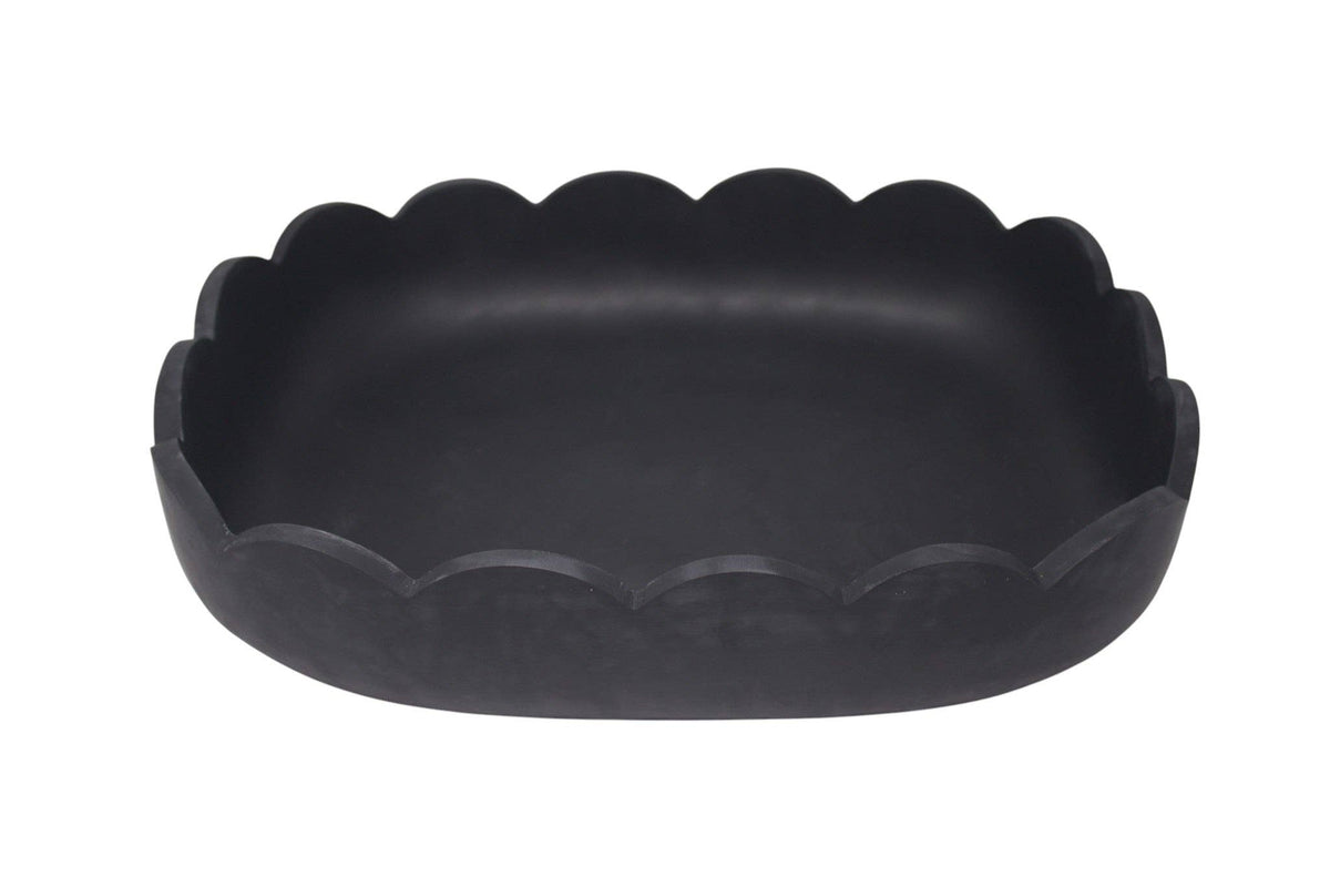 Scalloped Resin Oval Platter 16'' Black