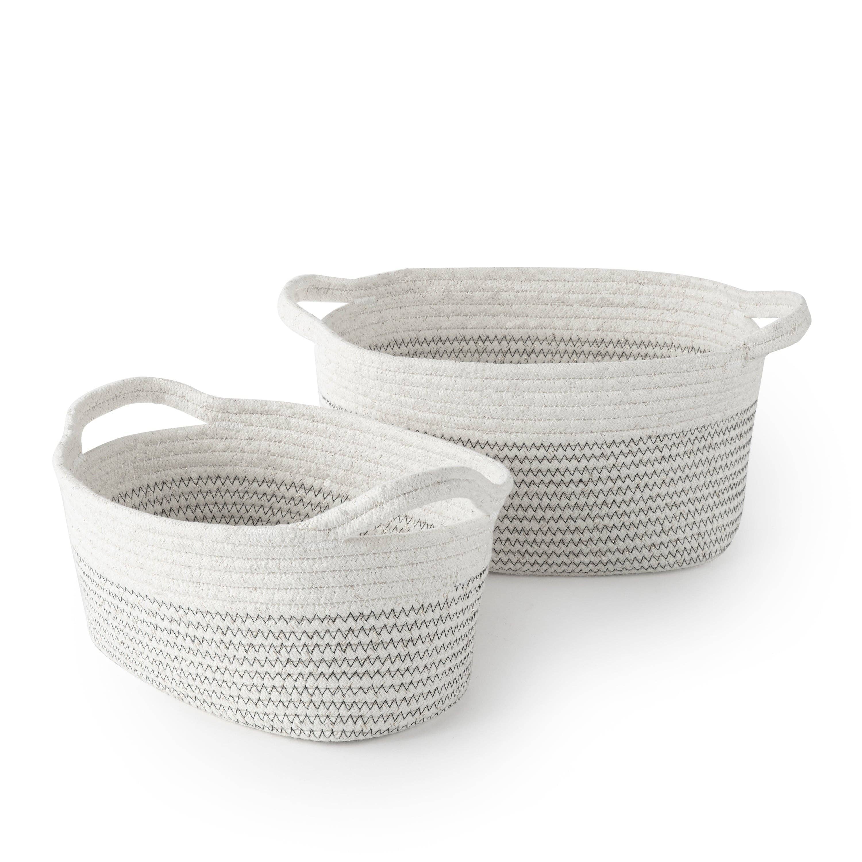 Grey and White Rope Storage - set of 2