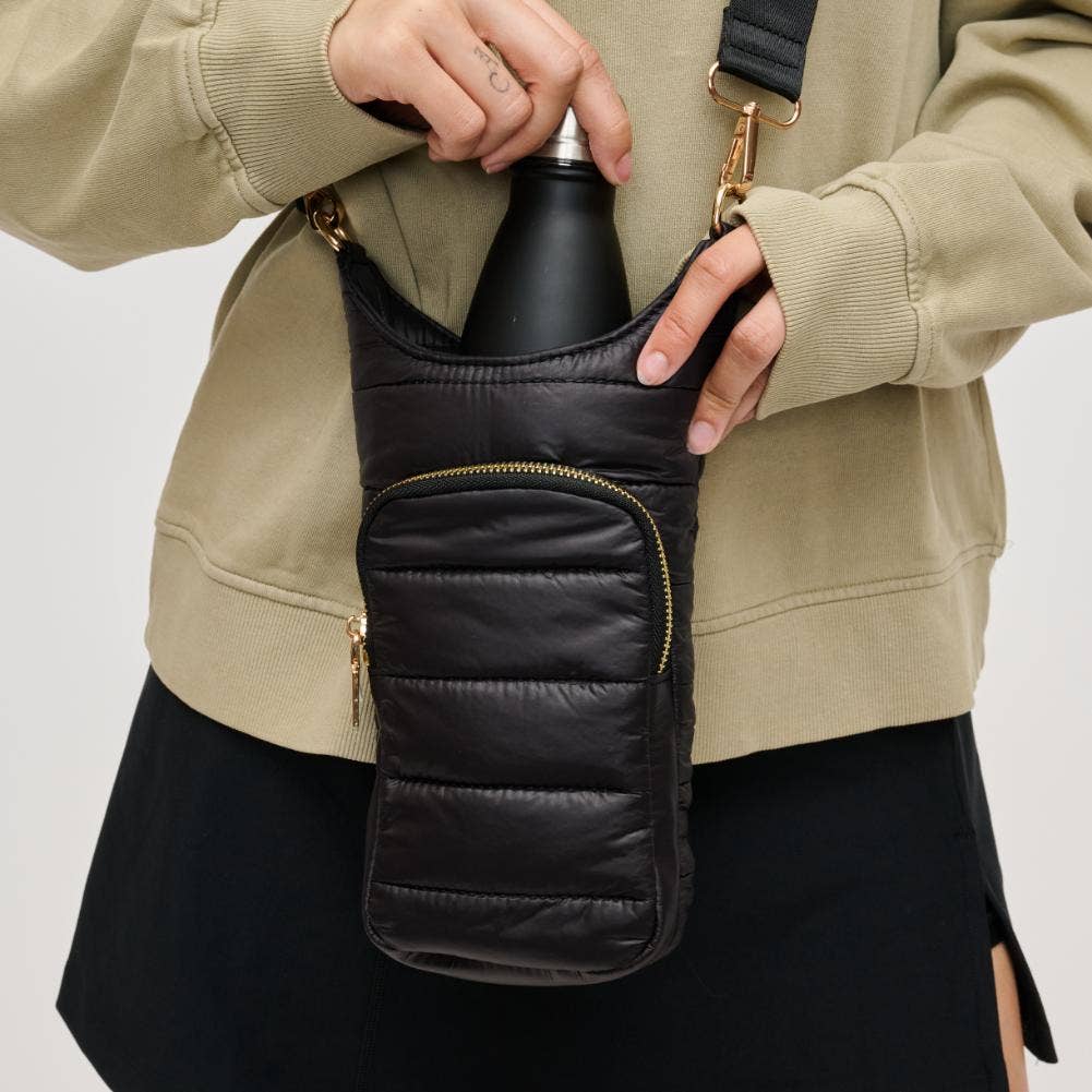 Water Bottle Nylon Puffer Crossbody
