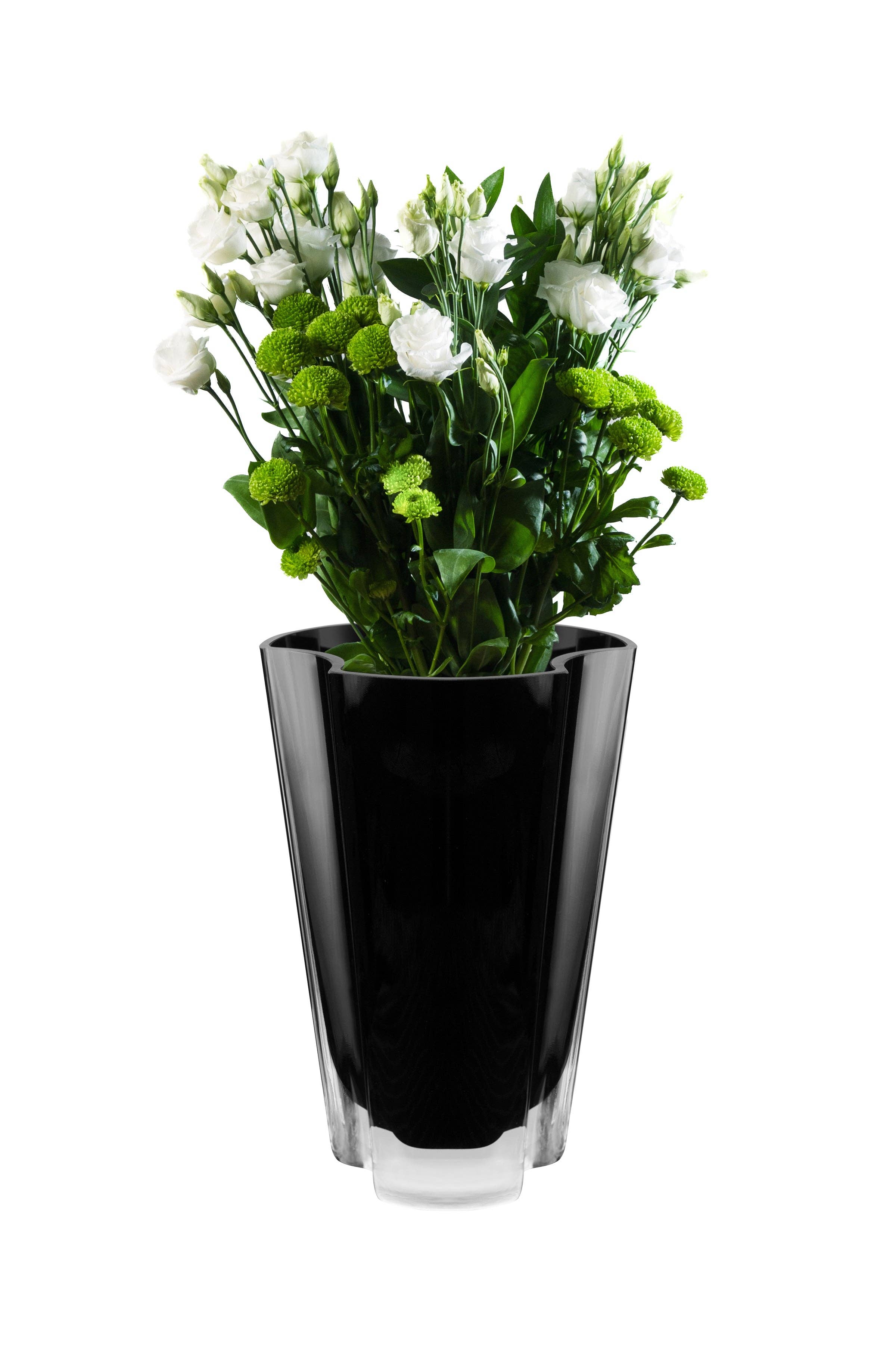 Black Glass Wavy Vase