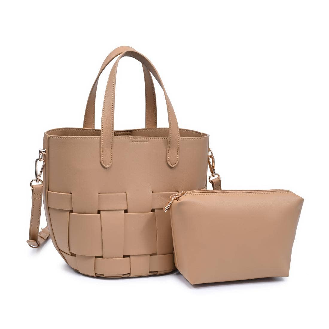 Woven-panel Tote - natural