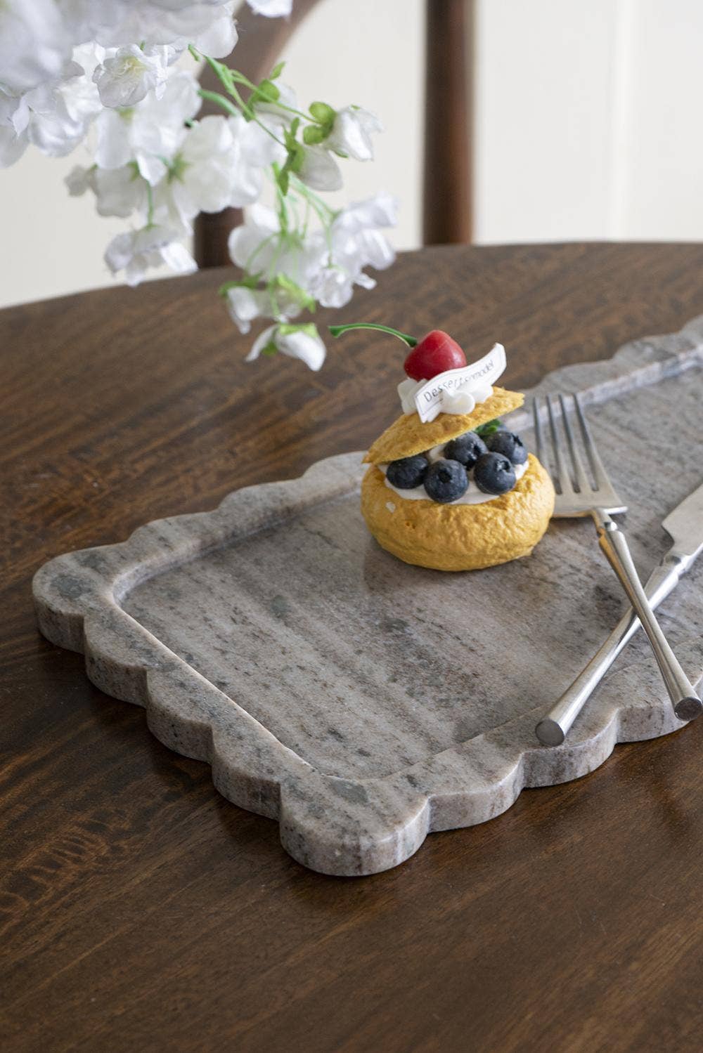 Scalloped Marble Tray