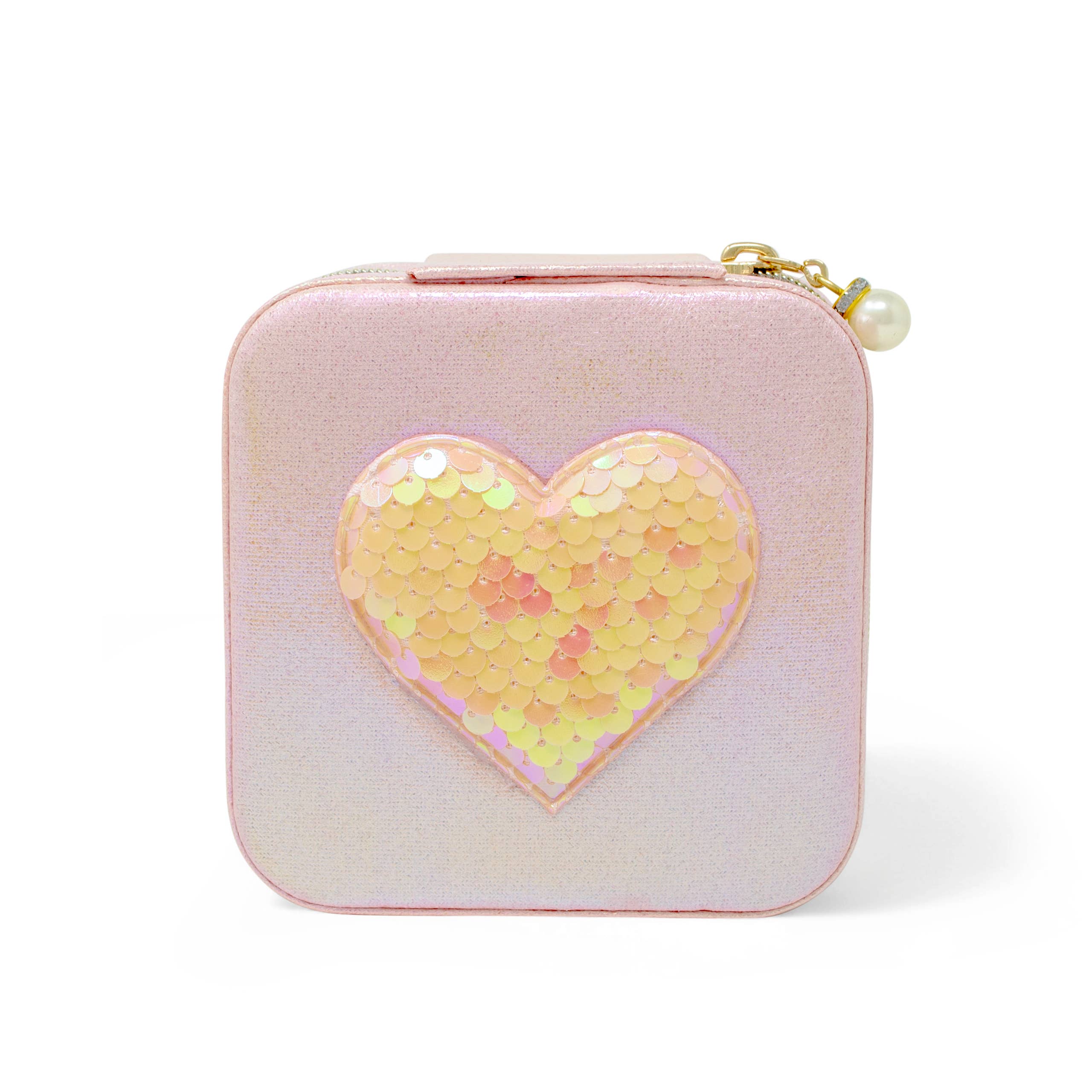 Sparking Sequin Heart Jewelry Box: Pink