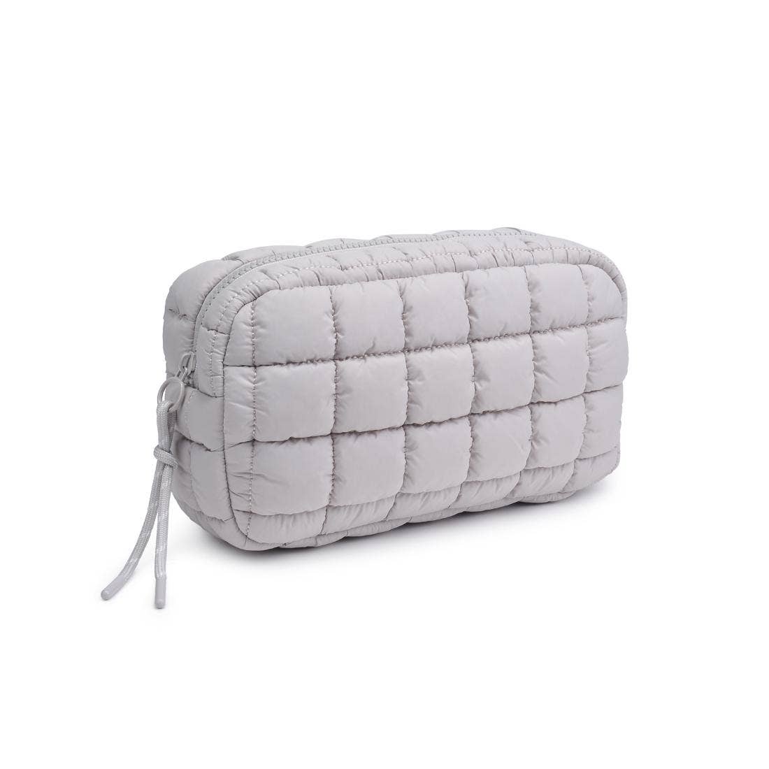Cloud Nine Quilted Puffer Nylon Cosmetic Pouch - dove grey