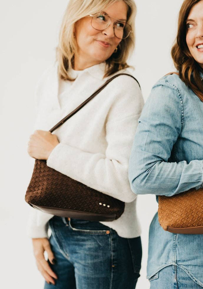 Suede Hobo Shoulder Bag - chocolate