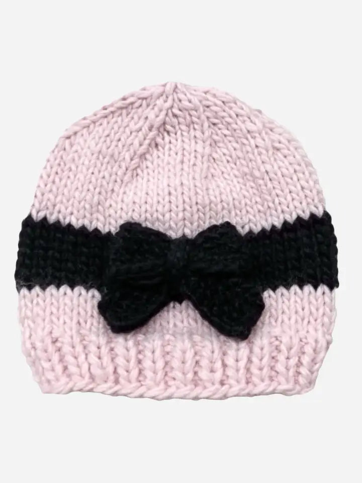 Pink and Black Baby Bow Hat