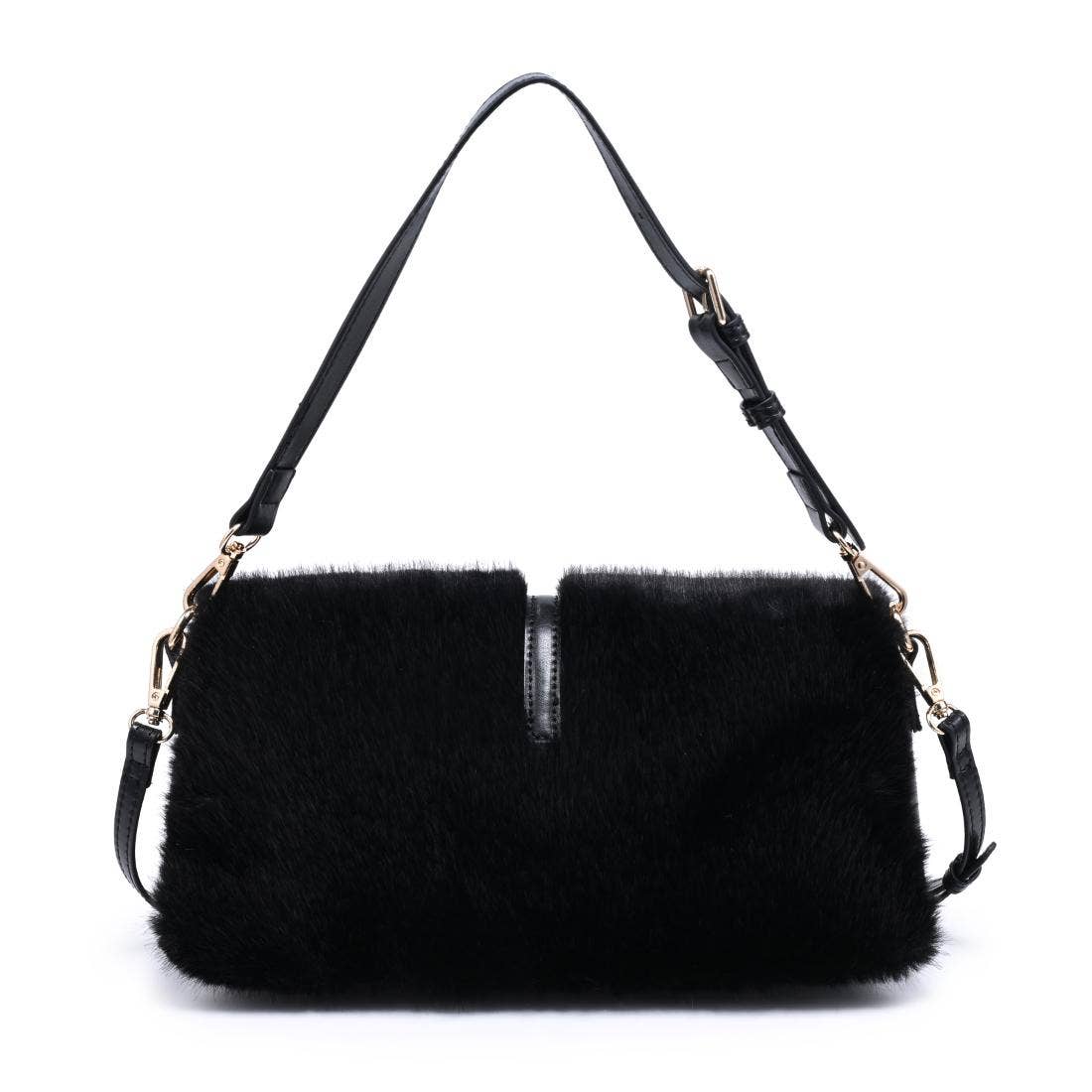 Plush baguette Shoulder Bag - black