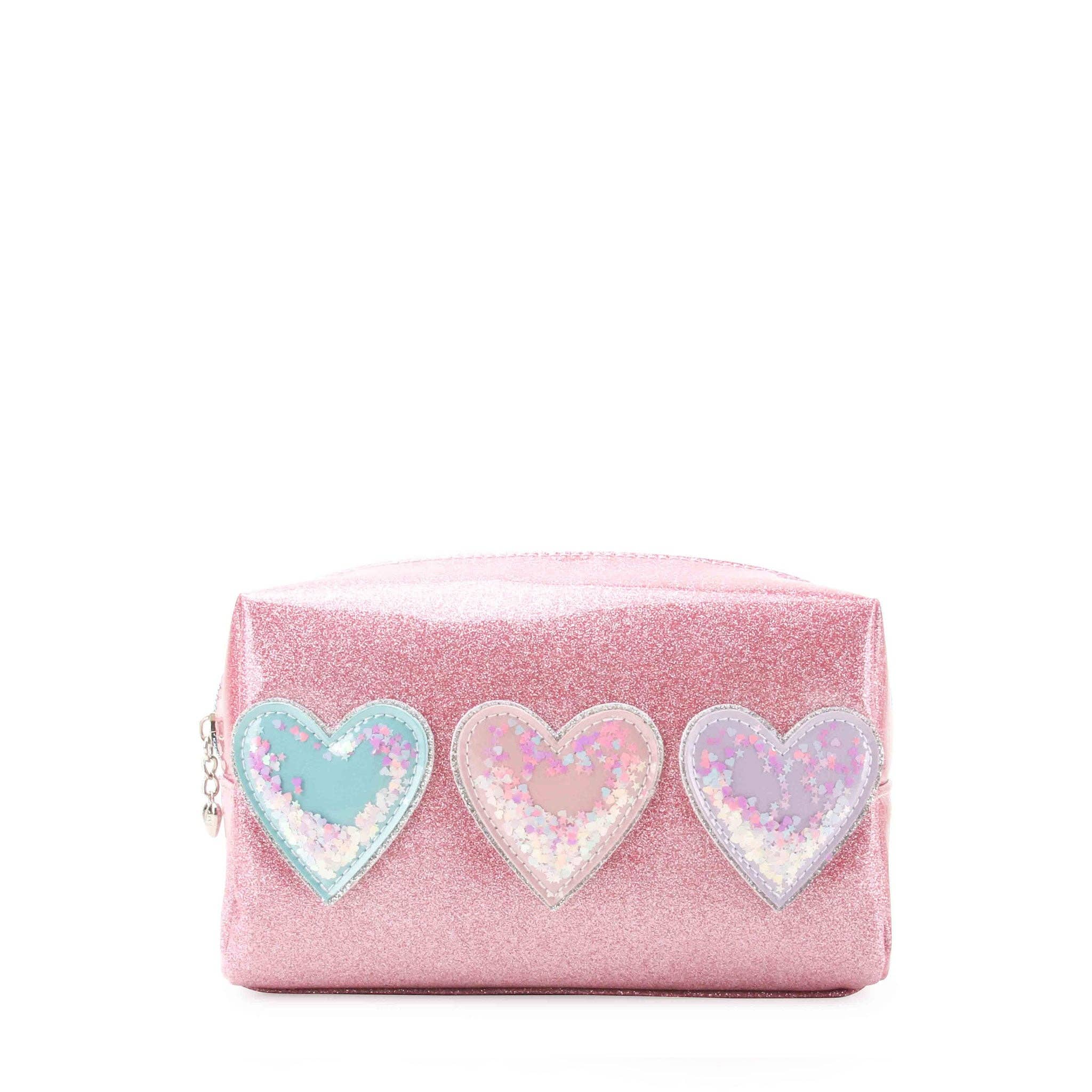 Glitter Confetti Hearts Patched Pouch
