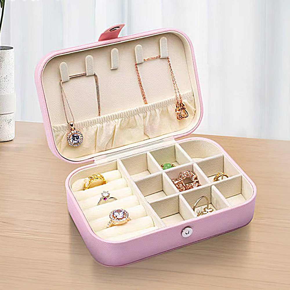 Personalized Faux Leather Portable Jewelry Box: Light Pink