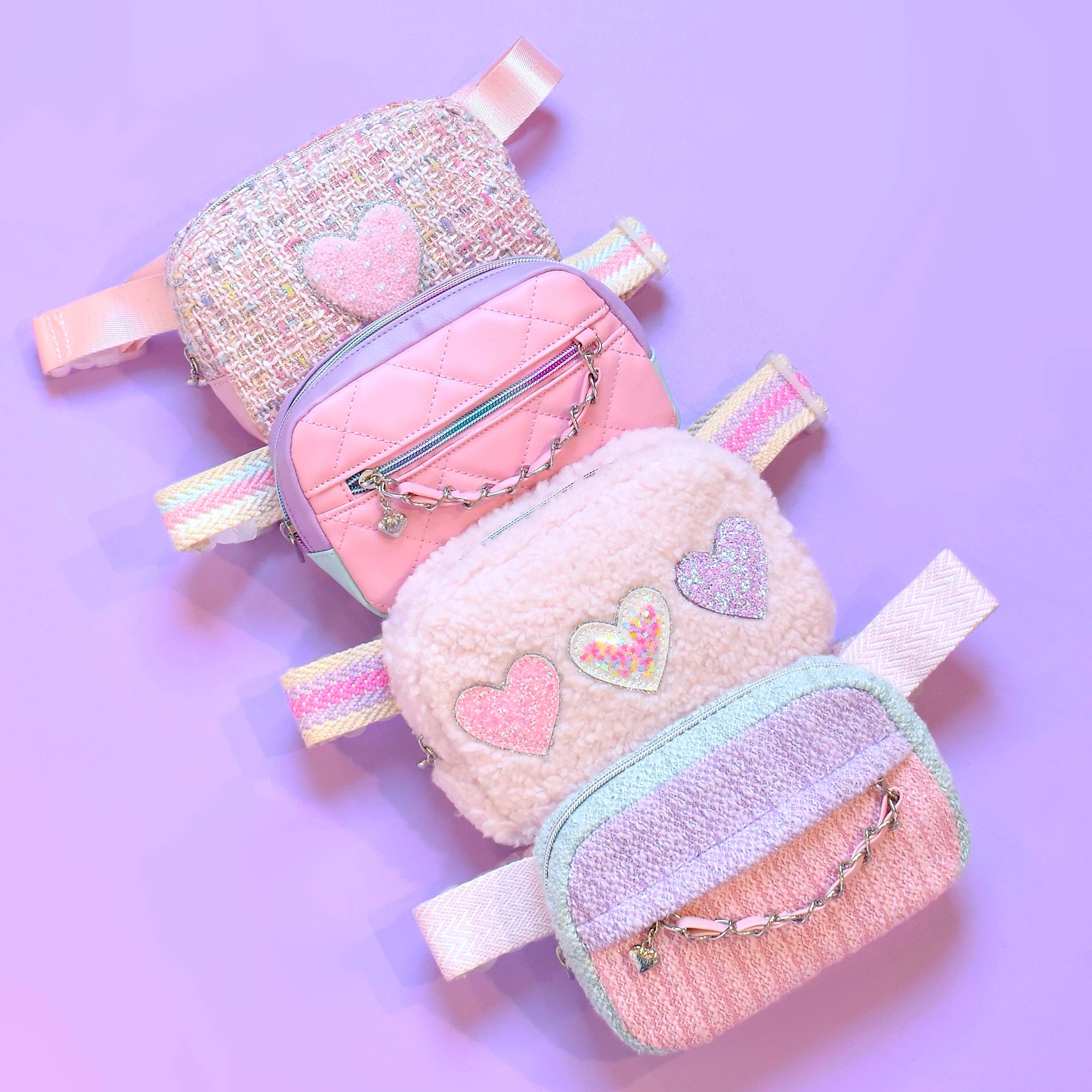 Confetti Heart-Patched Sherpa Fanny Pack