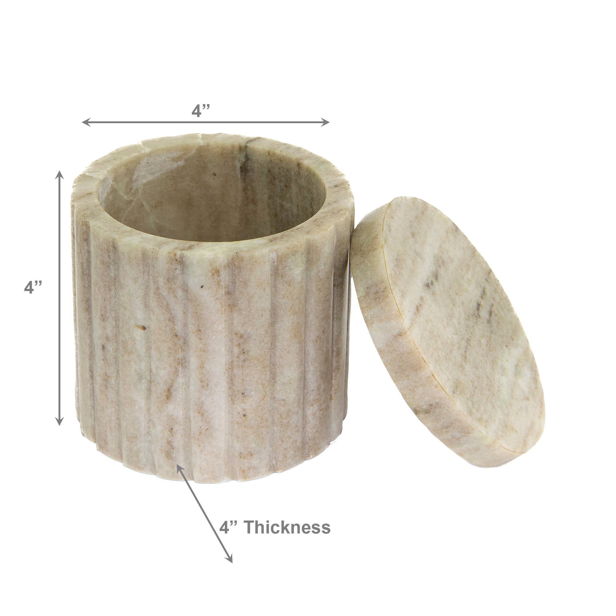 Beige ribbed Marble Canister