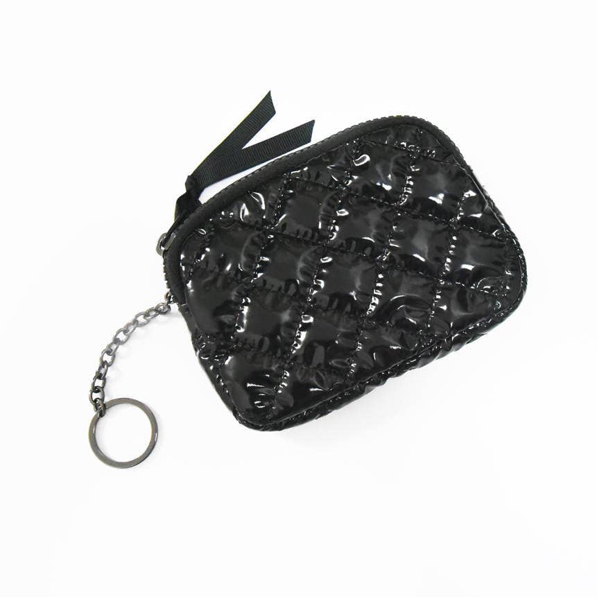 Diamond Black Patent Keychain Wallet