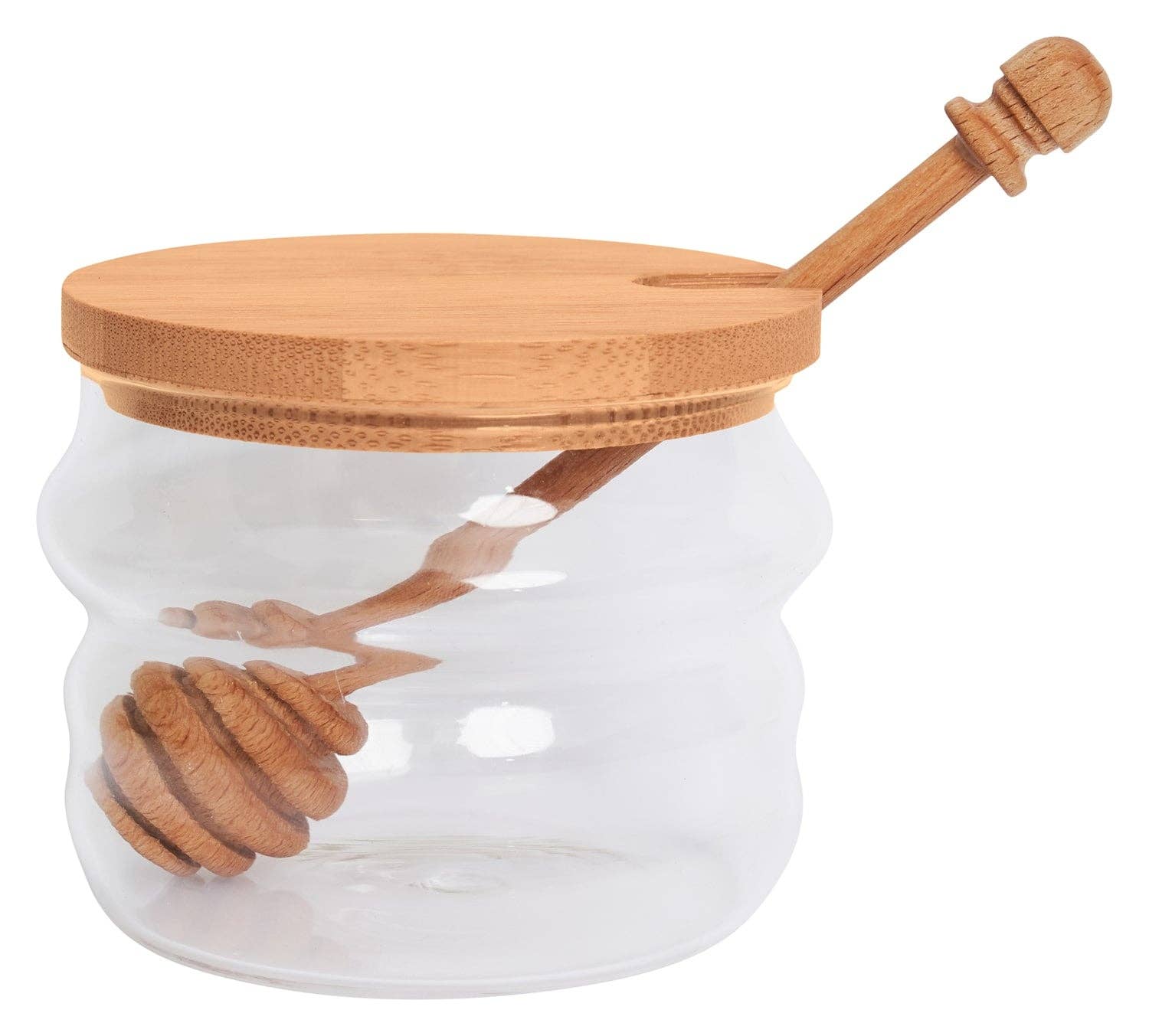 Glass Honey Jar & Wood Dipper