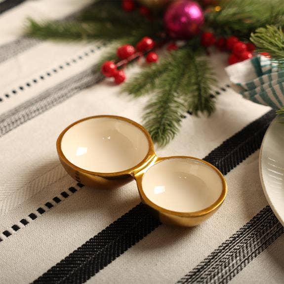 Gold White Cluster 2 Bowls