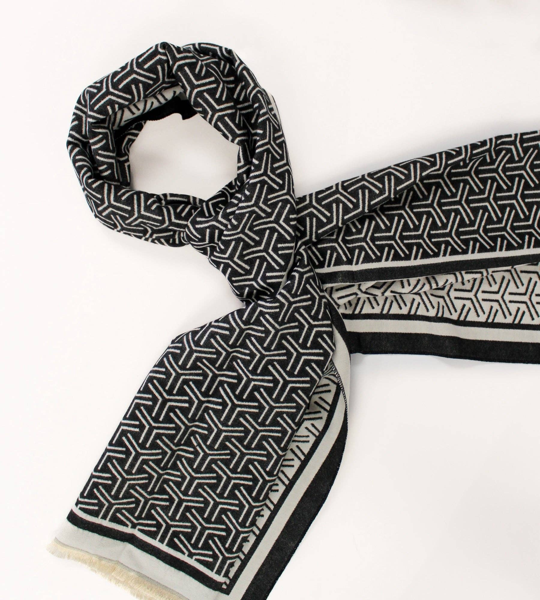 Double-sided Winter Scarf - charcoal grey