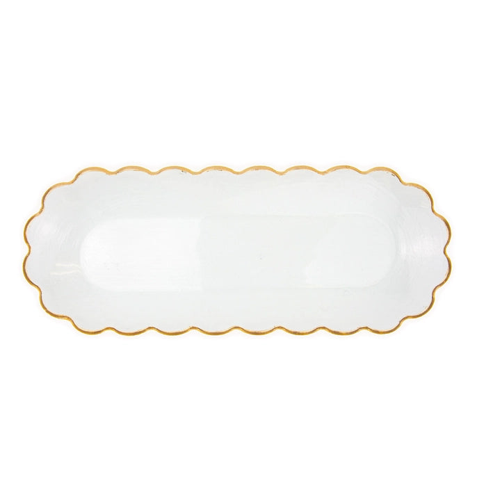 Glass Oval Serving Platter w/Gold trim