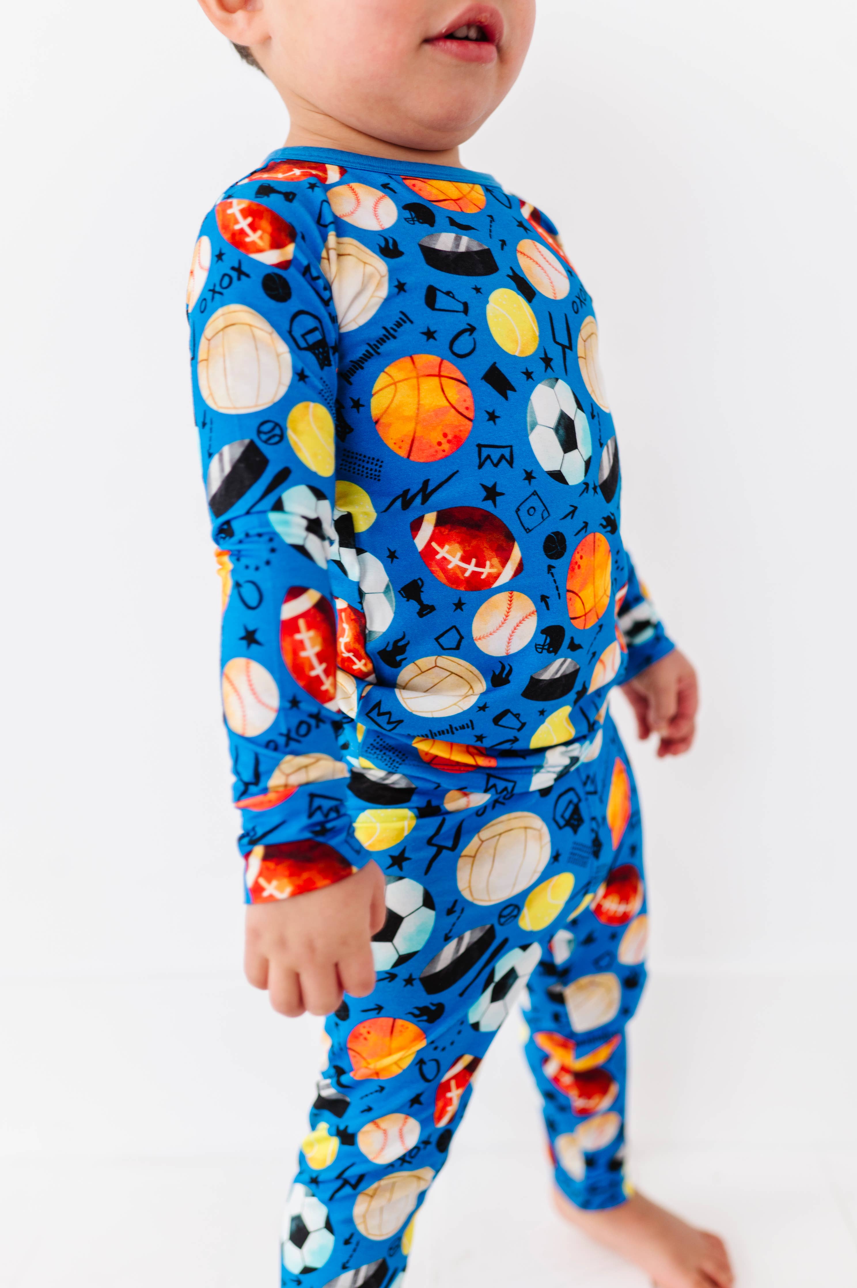 Blue Sports Long Sleeve PJ Set