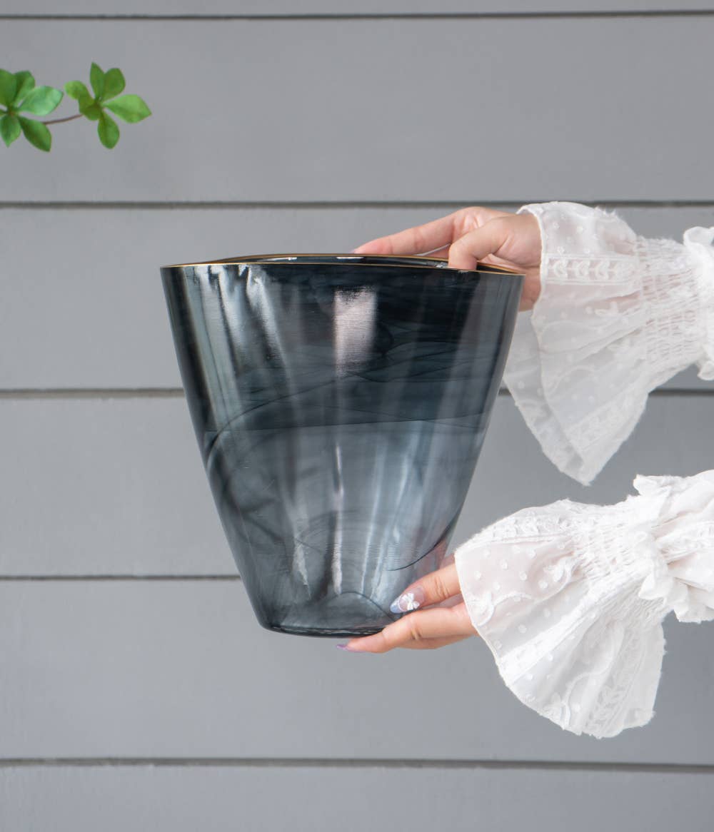 Midnight Swirl Glass Vase