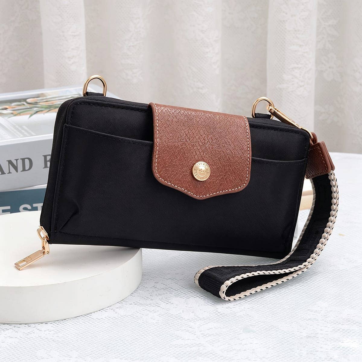 Smartphone wallet Crossbody with Boho Wristlet