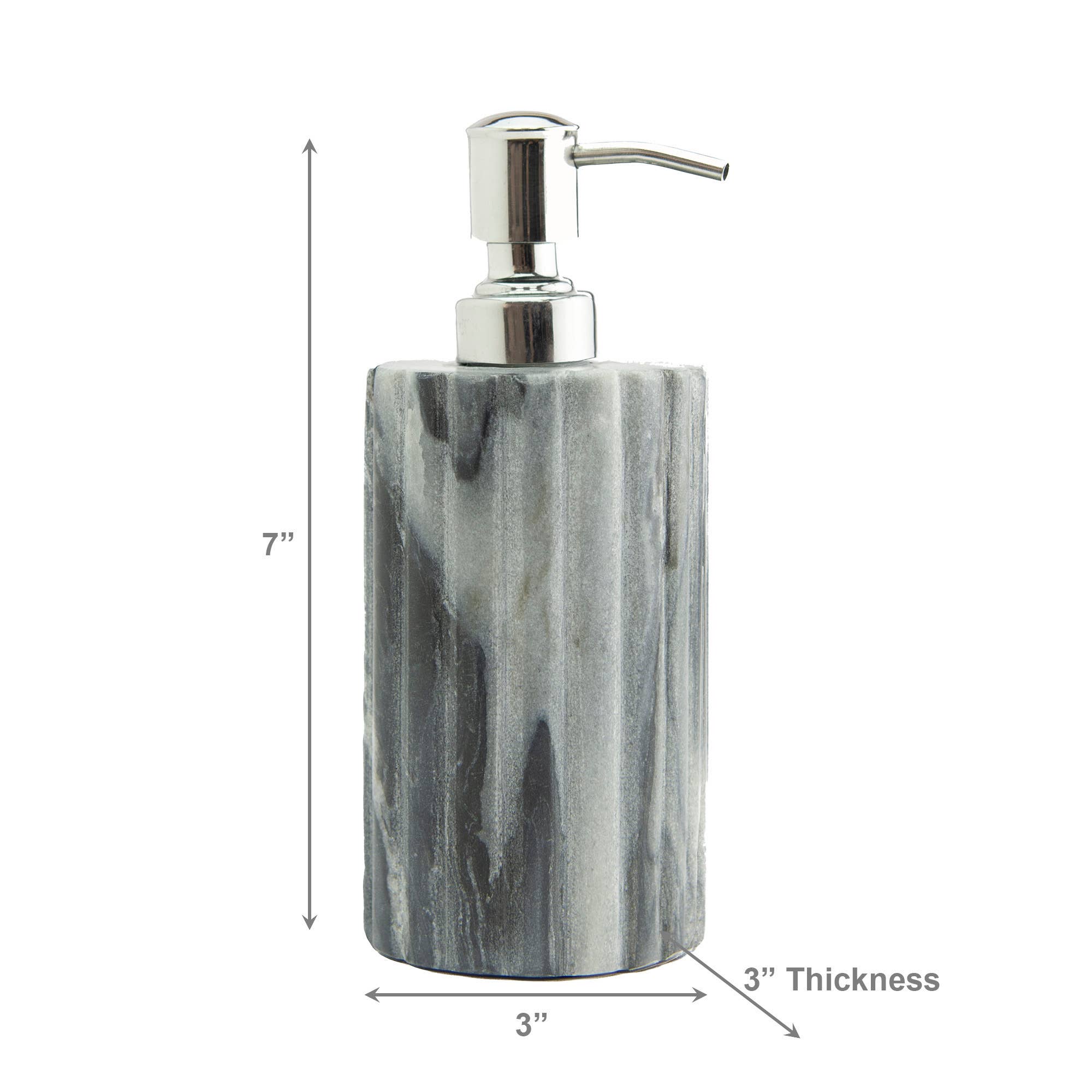 Grey ribbed Marble Dispenser w/ Silver Pump