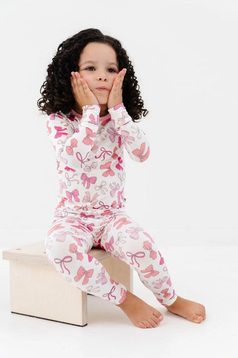 Pink Bows Long Sleeve Jammies Set