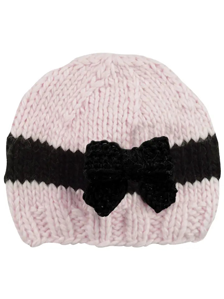 Pink and Black Baby Bow Hat