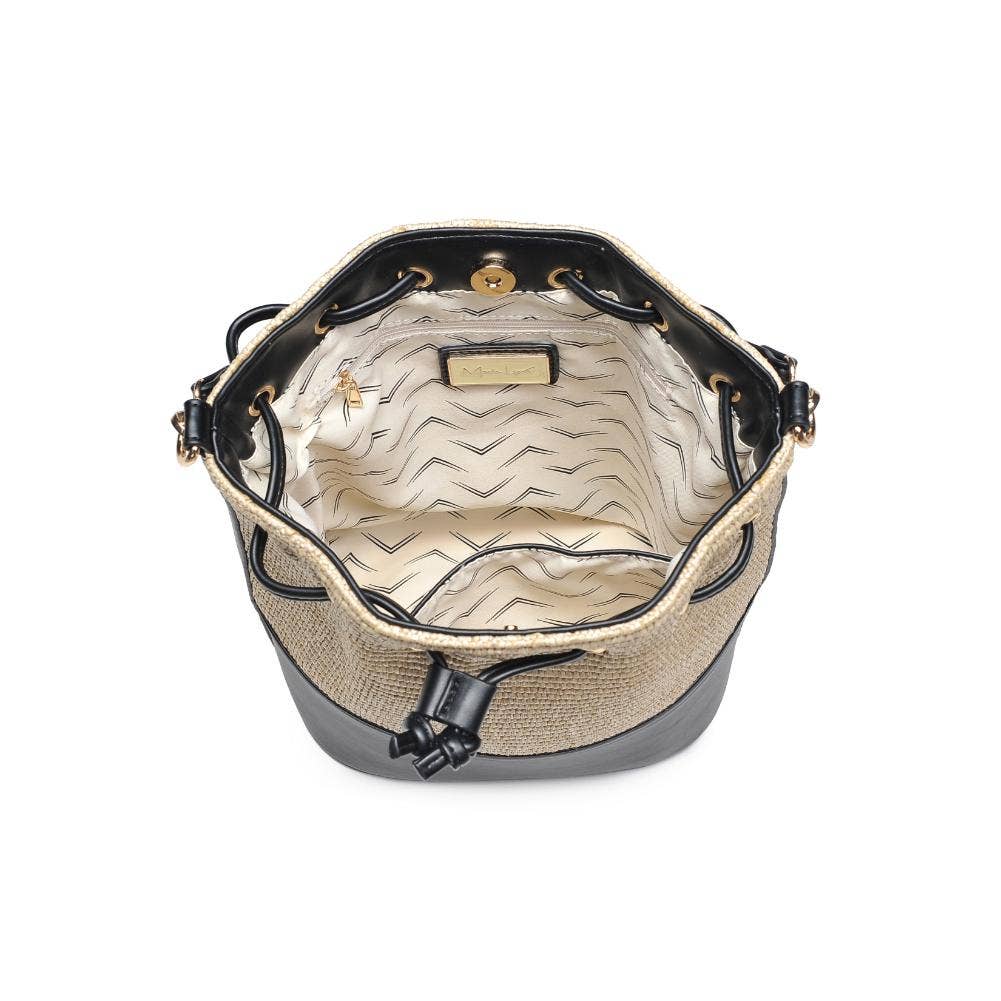 Vegan leather and raffia Crossbody