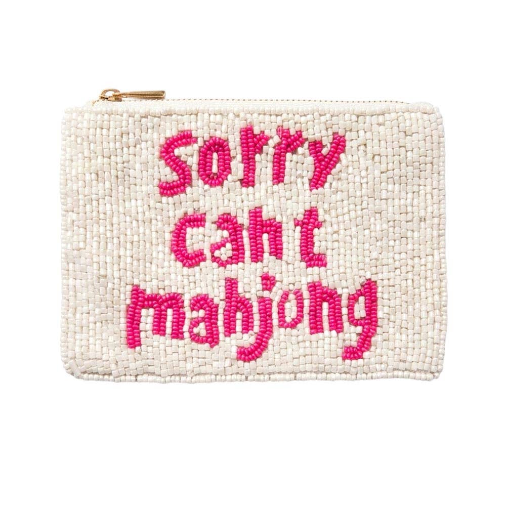 SORRY CANT MAHJONG Beaded Mini Pouch