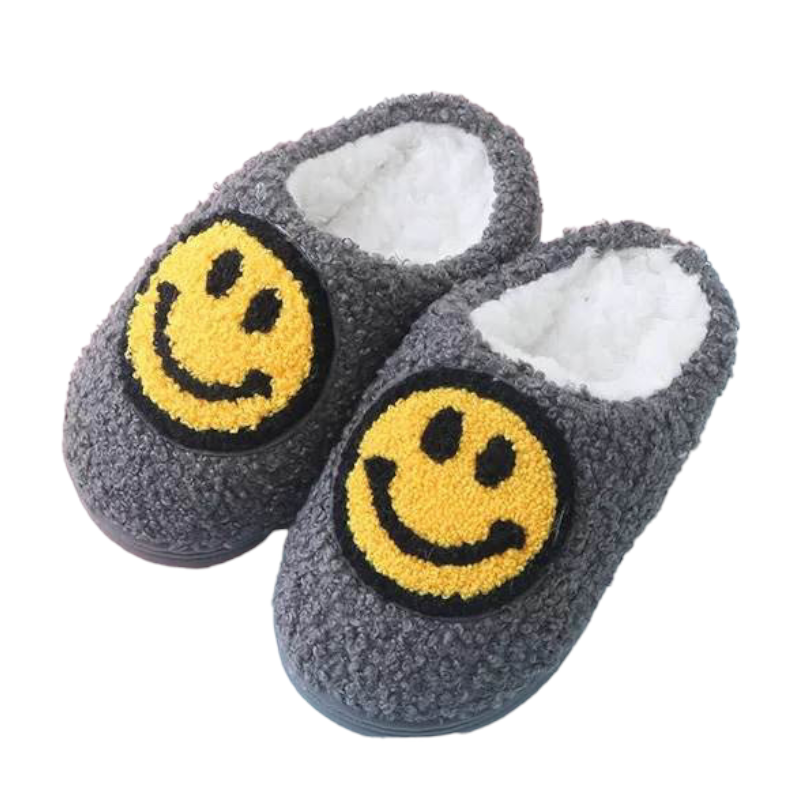Kid's Smiley Slippers - grey