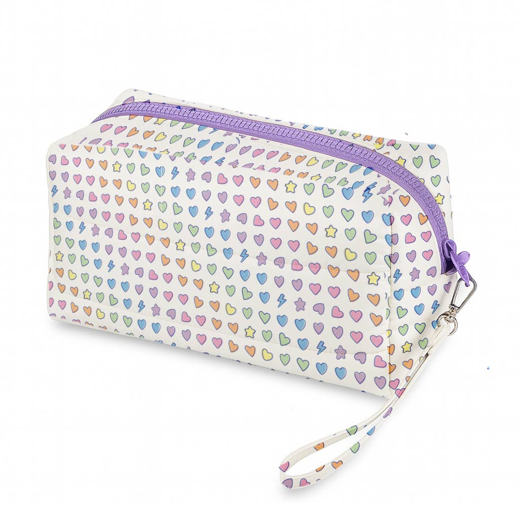 Purple Rainbow Puffer Cosmetic Bag