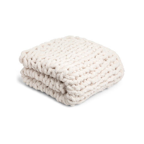 Chunky Knit Throw Blanket Cream