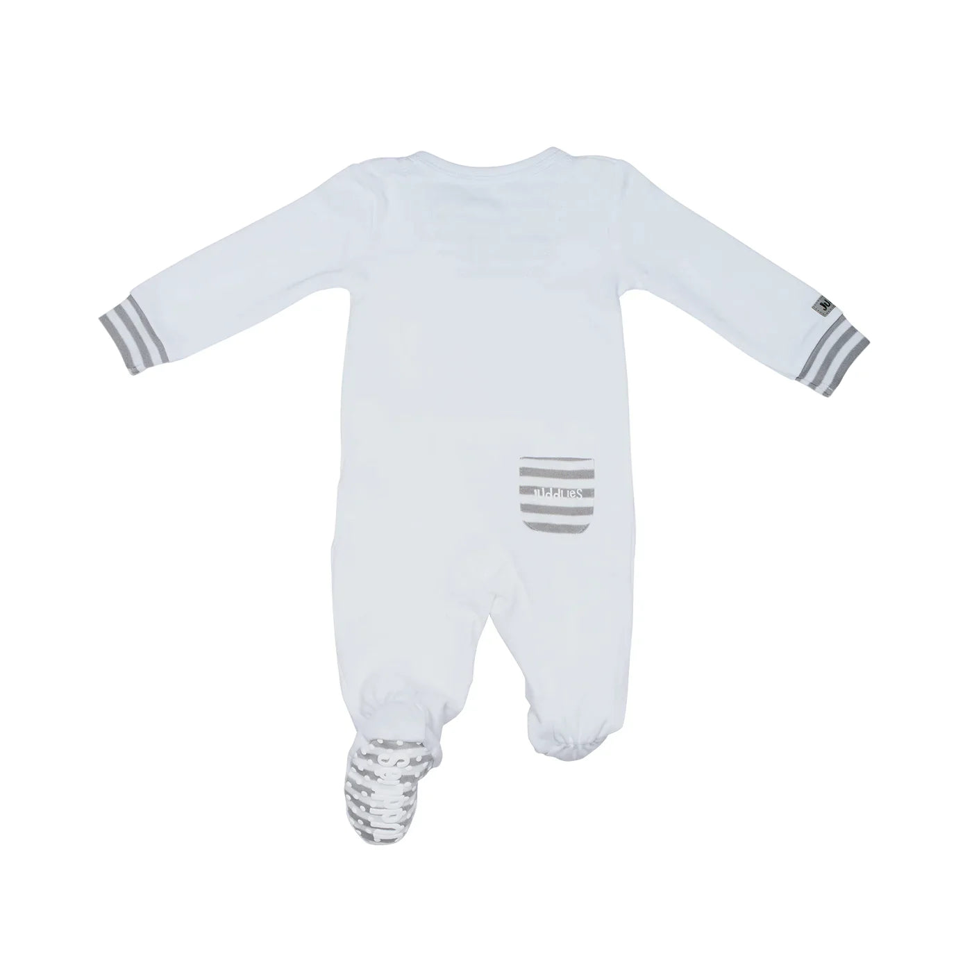 Dormeuse à pieds en coton biologique pour bébé avec fermeture éclair bidirectionnelle : Blanc