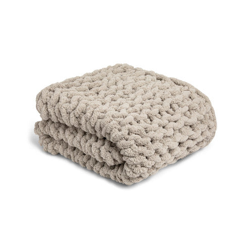 Chunky Knit Throw Blanket Taupe