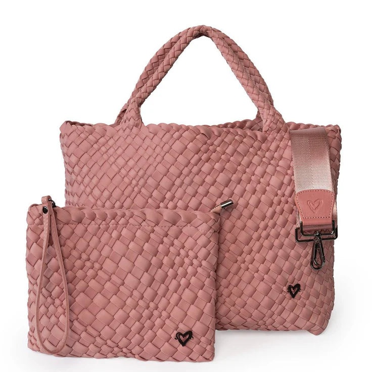 LONDON WOVEN LARGE TOTE  - Dusty Pink