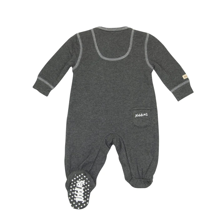 Couches-couchettes à fermeture éclair bidirectionnelle à pieds pour bébé - Collection Breathe EZE | Tache grise au charbon de bois