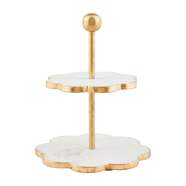 MUDPIE SCALLOP GOLD MARBLE TIER STAND