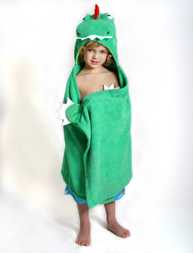 Personalized Kids Plush Terry Hooded Bath Towel - Dinosaur