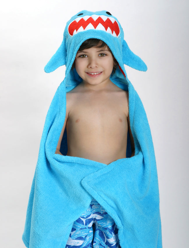 Personalized Kids Plush Terry Hooded Bath Towel - Shark