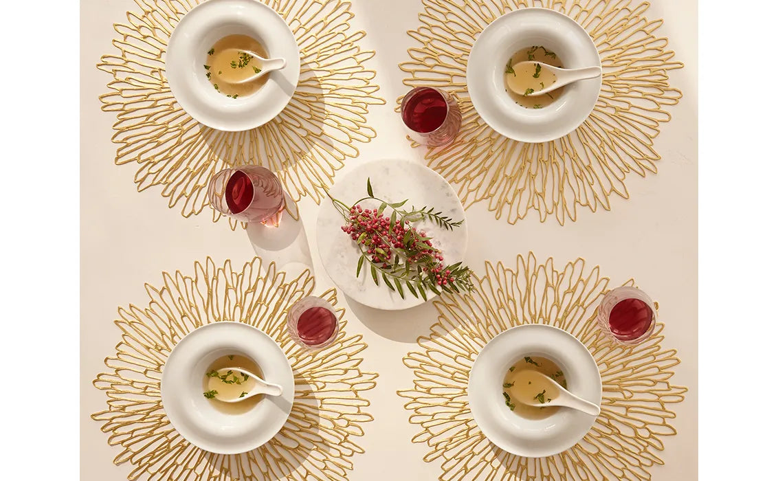 Chilewich Placemat - Round Bloom - Champagne