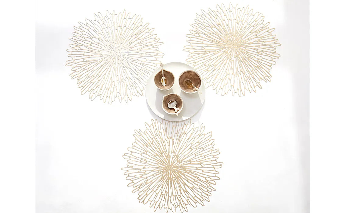 Chilewich Placemat - Round Bloom - Champagne