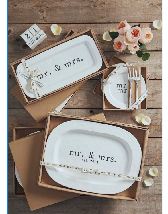 Mudpie MR. & MRS. CERAMIC TRAY SET