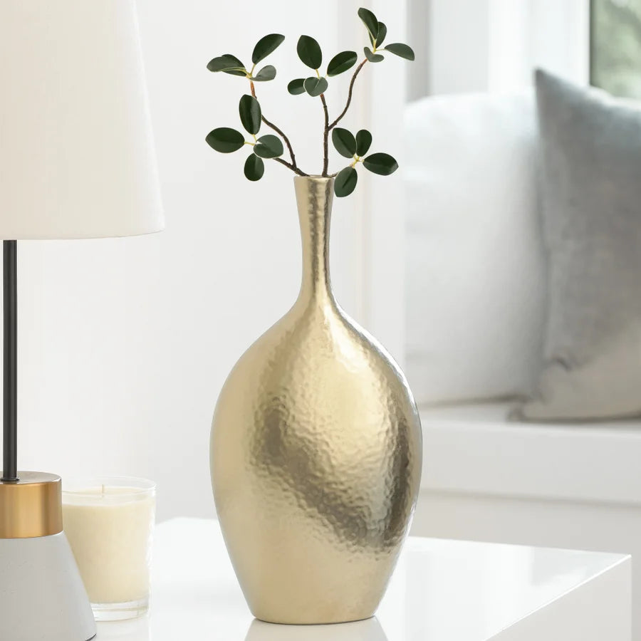 Gold Dimpled Ceramic vase - tall