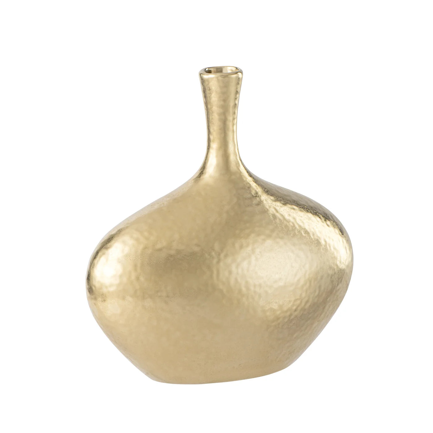 Gold Dimpled Ceramic vase - wide