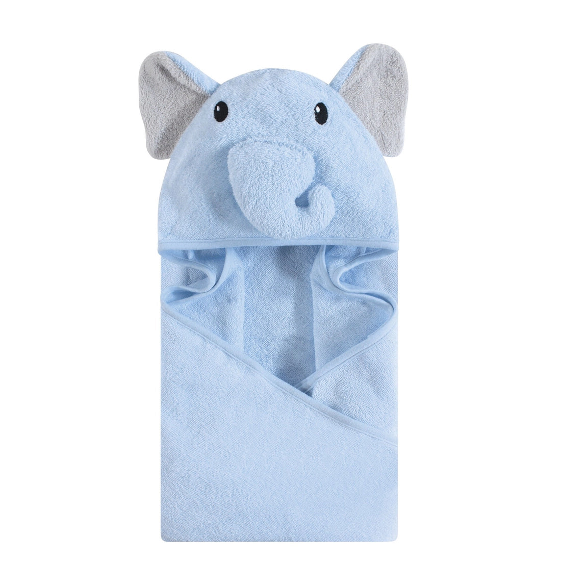 Personalized Baby Cotton Animal Face Hooded Towel, Light Blue
