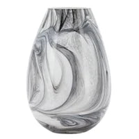Marble Ink Swirl Glass Bullet Vase -  9.5h"