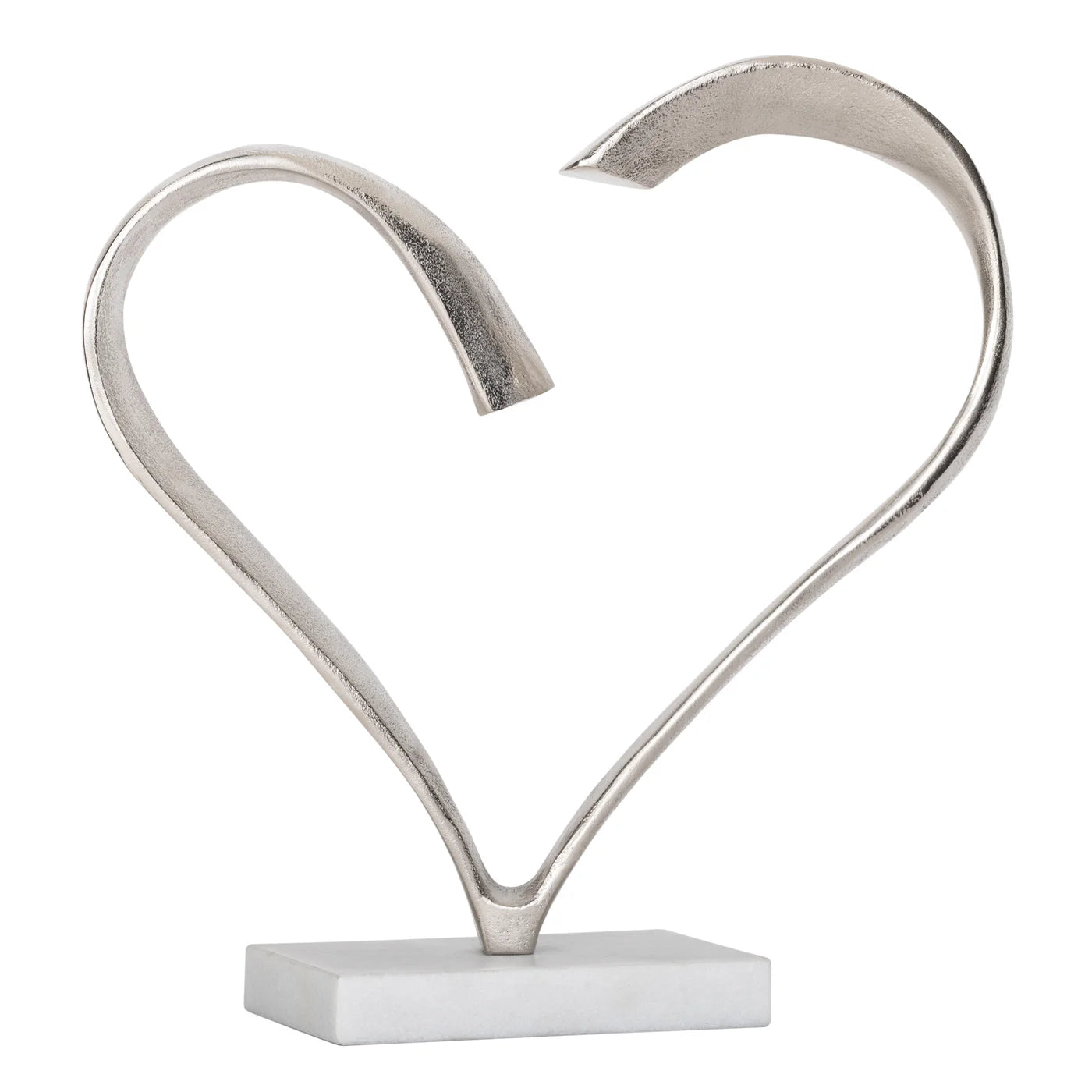 Ribbon Heart Aluminum Decor Sculpture On Marble Base
