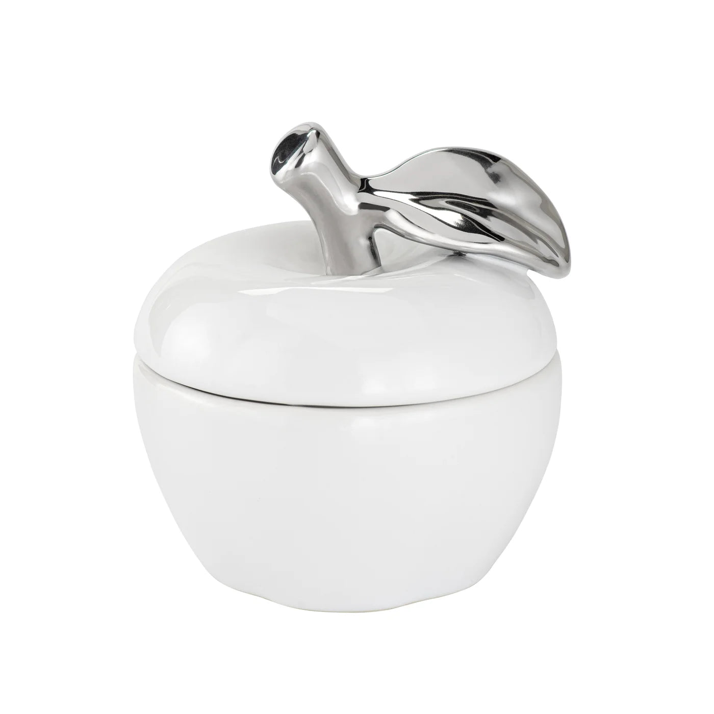 Ceramic Silver Tipped Apple 4.5h" Decor Canister