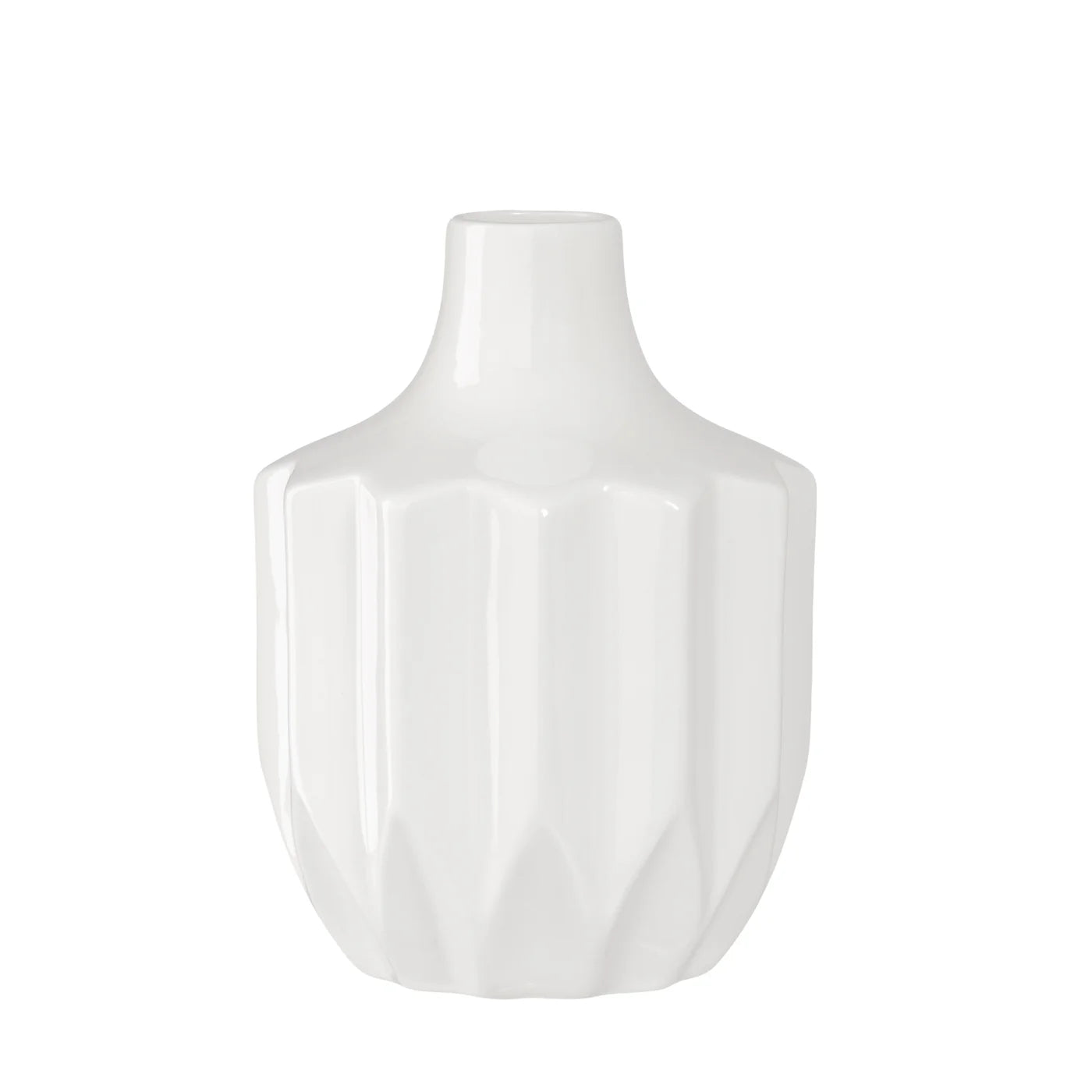 Linear Vase - Abstract Shiny White Glaze Ceramic