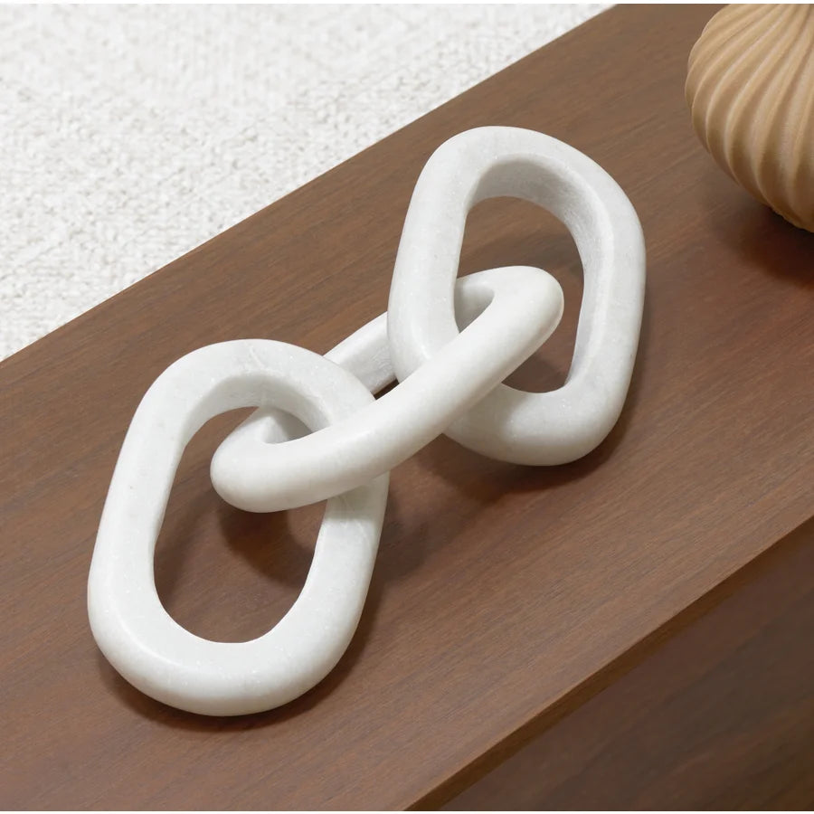 Marble Chain Links Sculpture - white