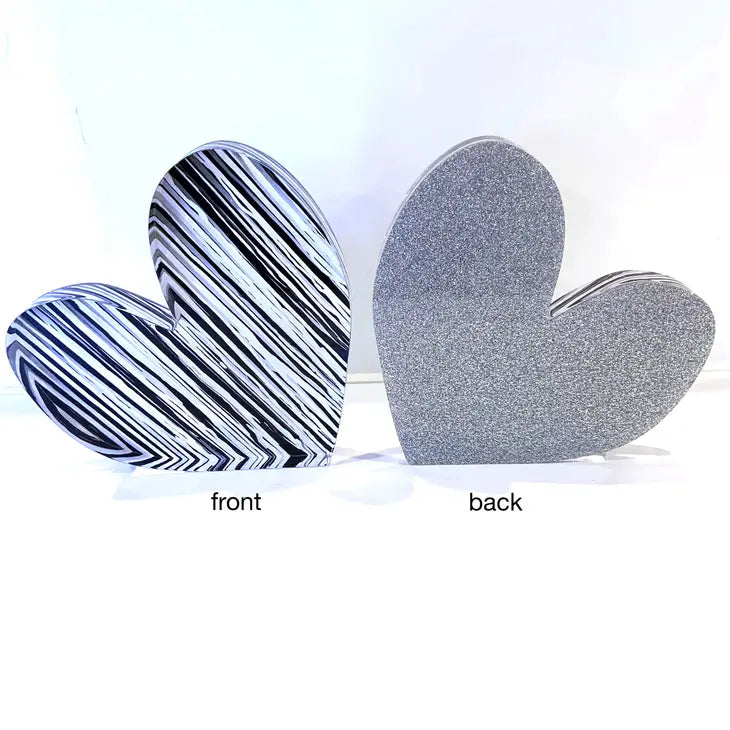 Acrylic Block - Black & White Heart Shaped